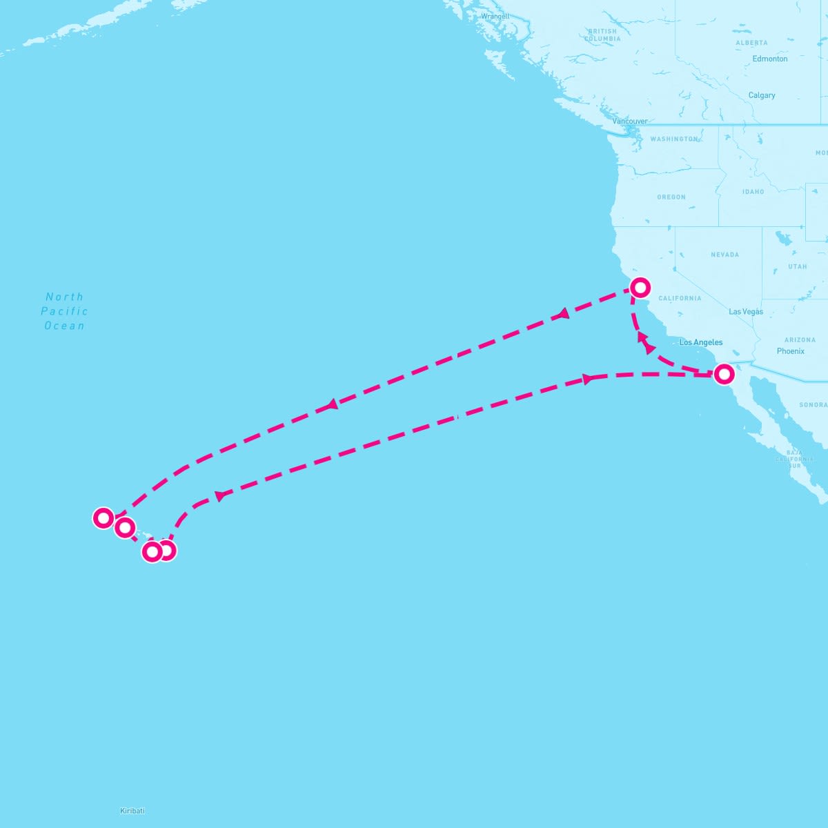 Crown Princess itinerary map for April 4, 2024 (16 nights)