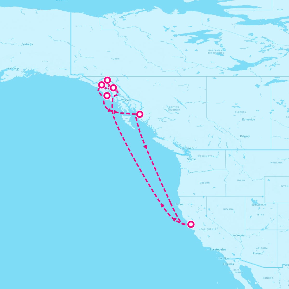 Crown Princess itinerary map for September 2, 2024 (11 nights)