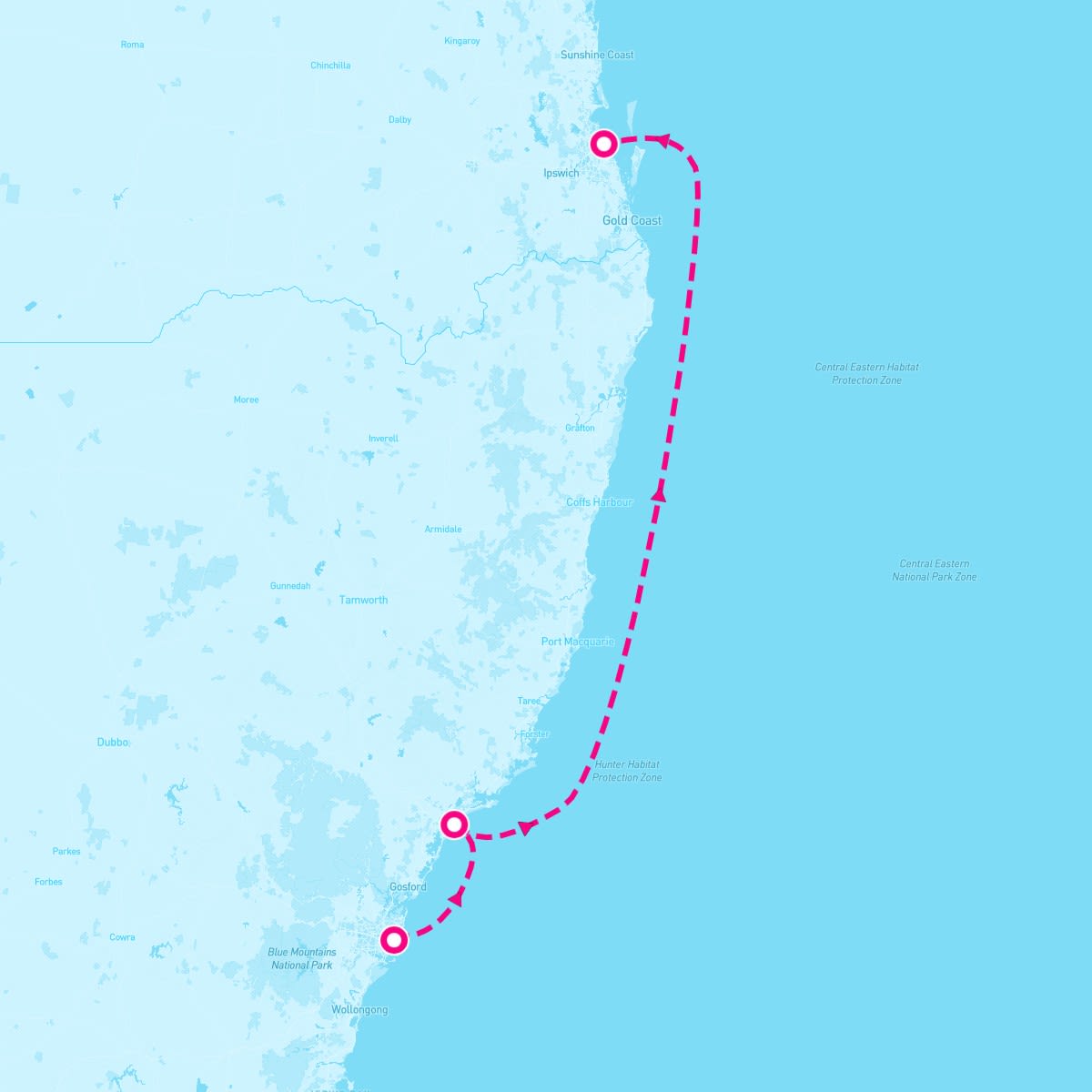 Crown Princess itinerary map for November 23, 2025 (3 nights)