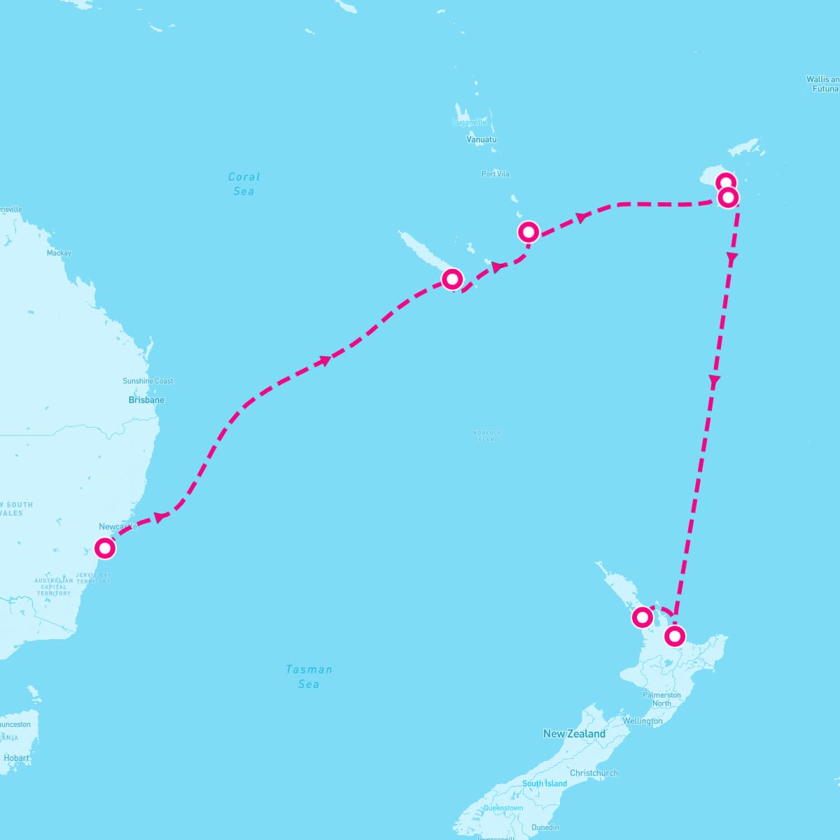 Crown Princess itinerary map for April 25, 2026