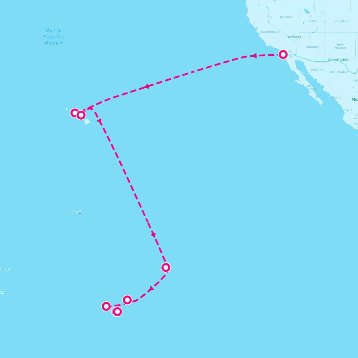 Crystal Serenity itinerary map for February 3, 2024 (18 nights)