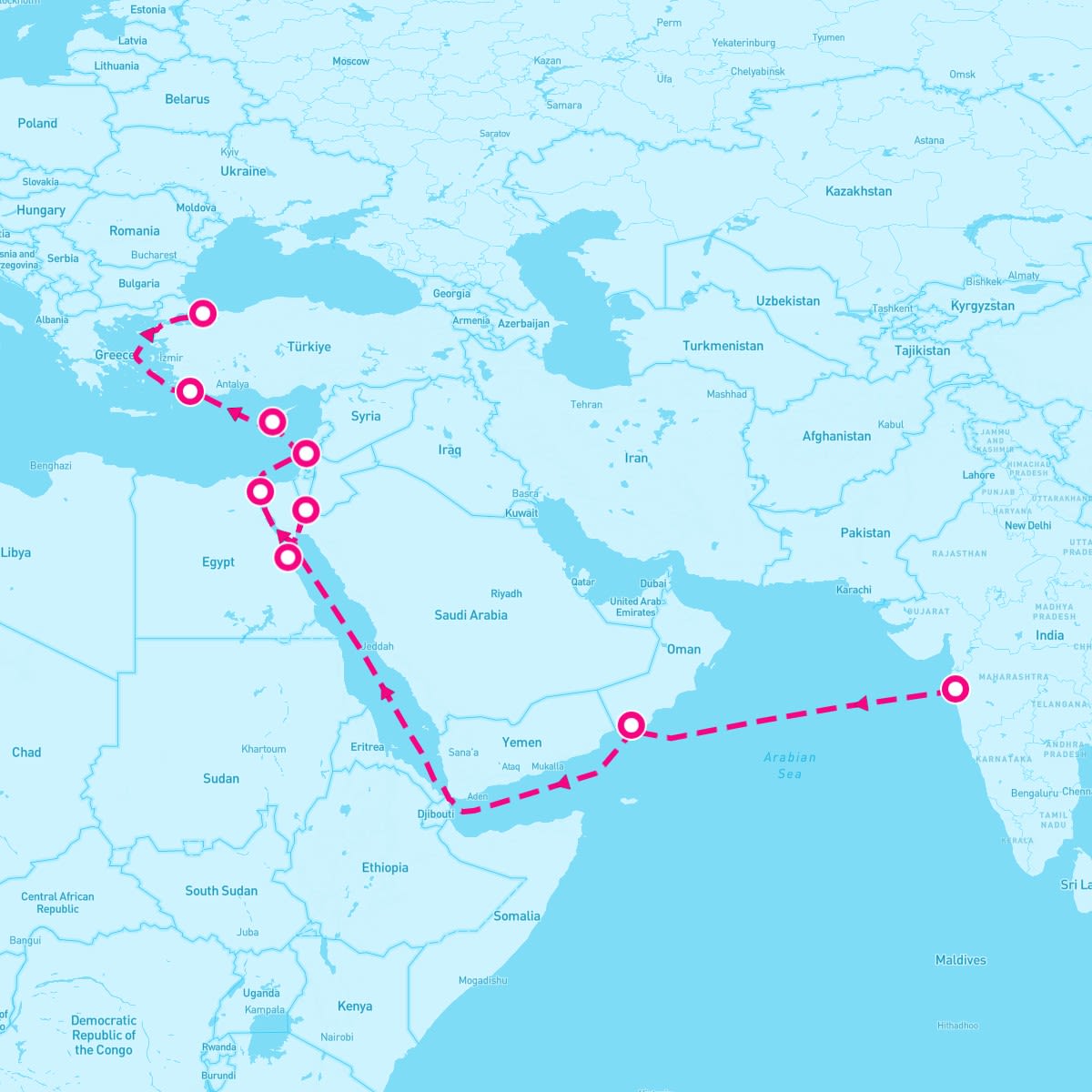 Crystal Serenity itinerary map for April 14, 2024 (18 nights)