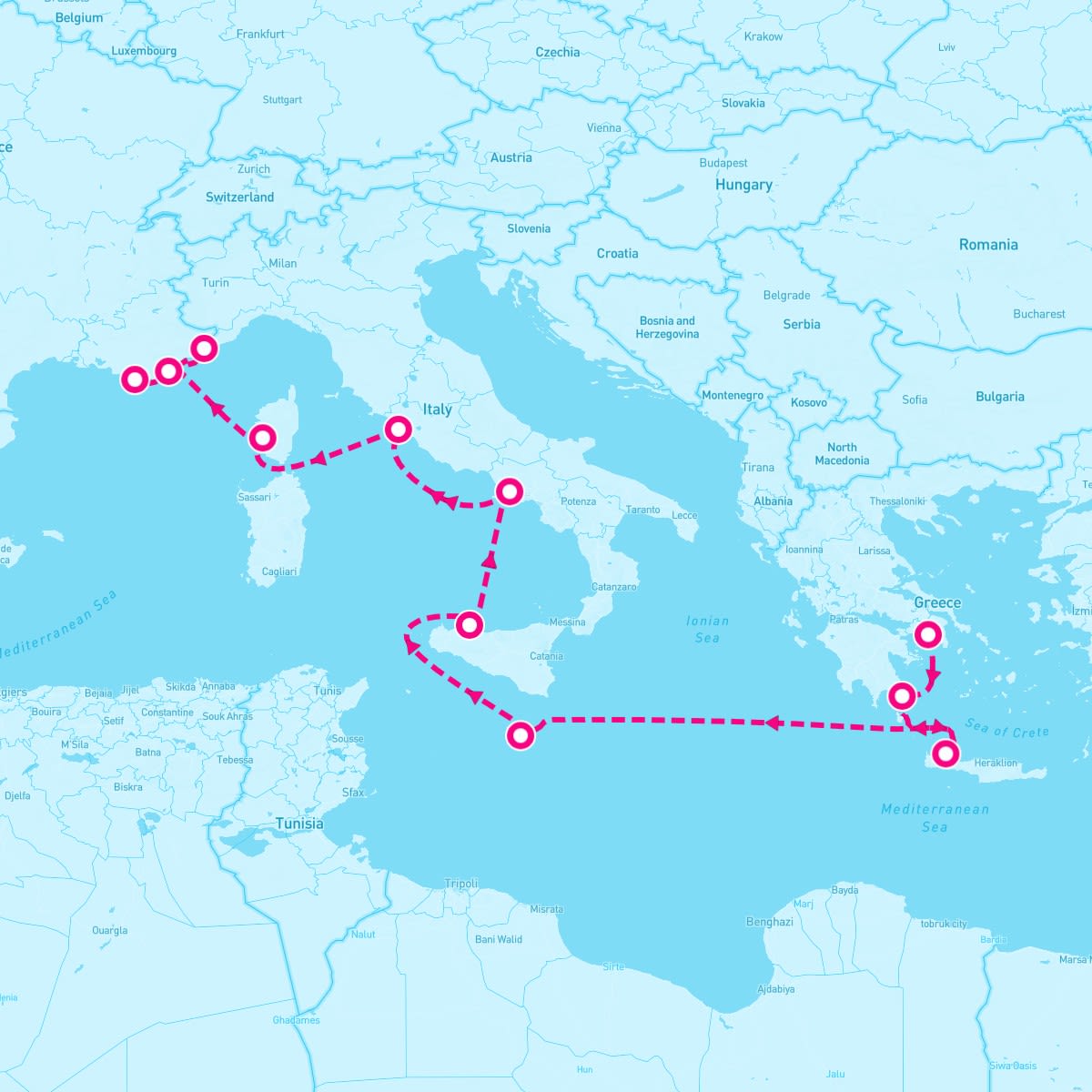 Crystal Serenity itinerary map for May 14, 2024 (11 nights)