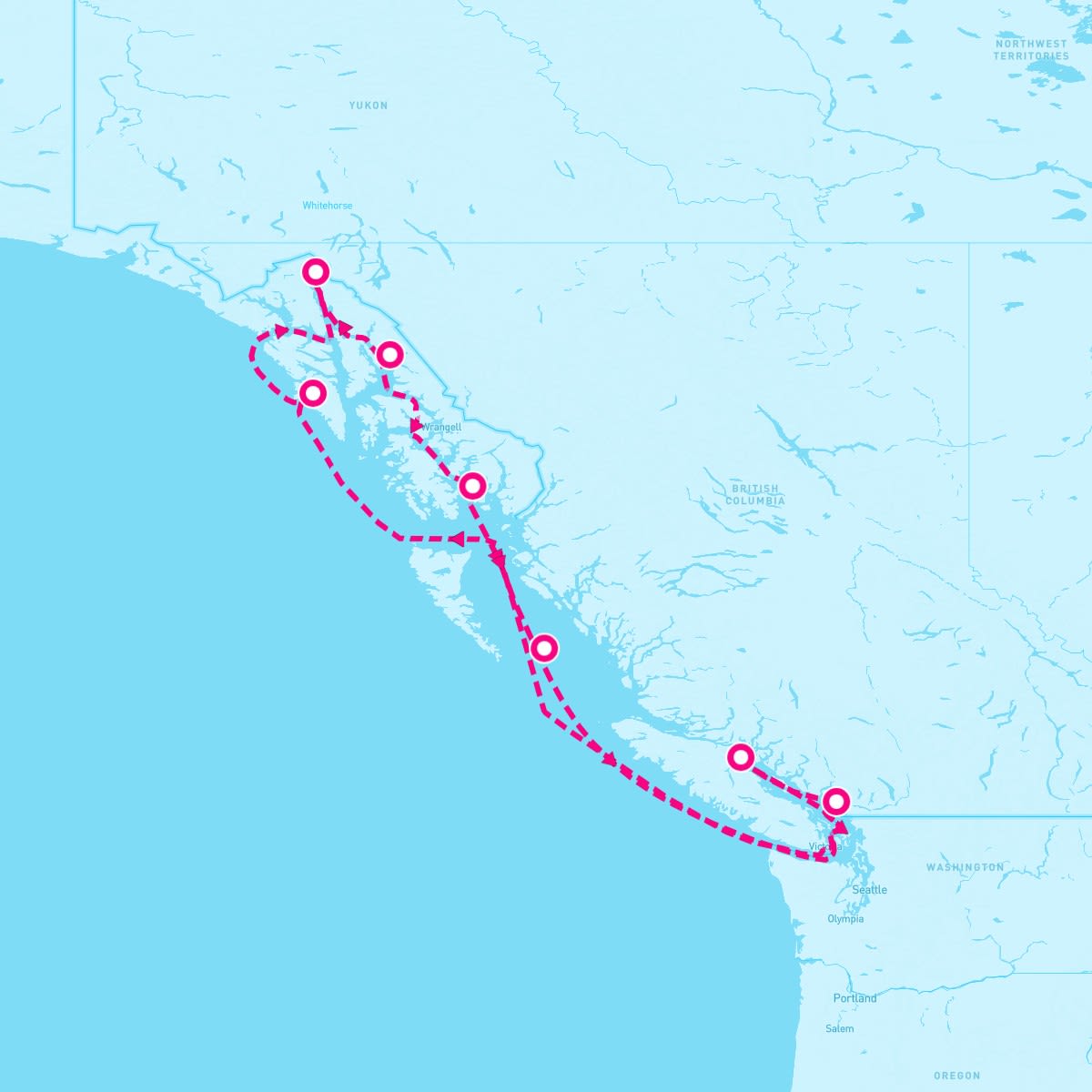 Crystal Serenity itinerary map for July 23, 2024 (7 nights)