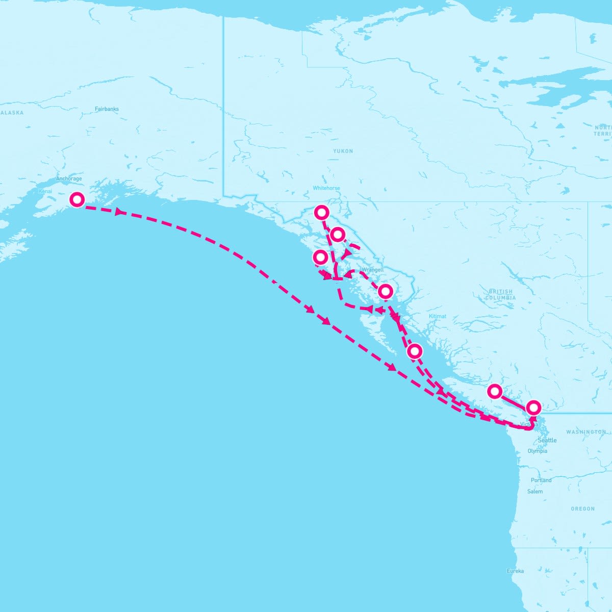 Crystal Serenity itinerary map for August 6, 2024 (7 nights)