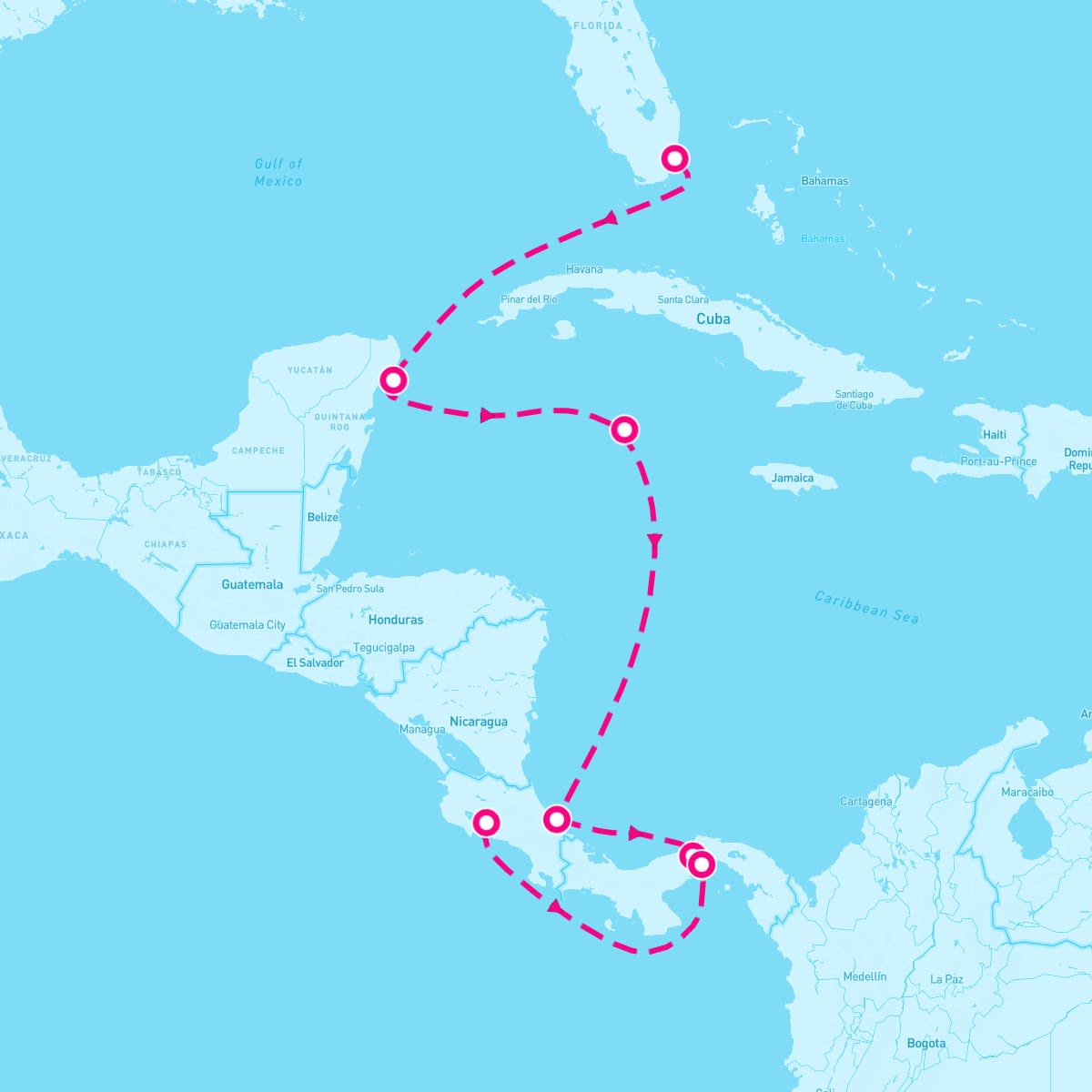 Crystal Serenity itinerary map for December 8, 2024 (10 nights)