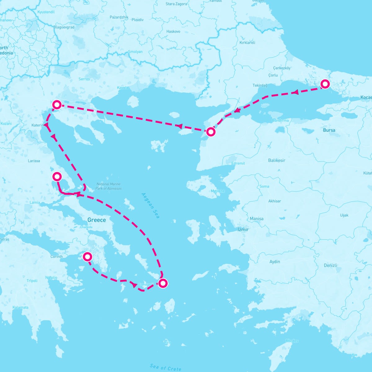 Crystal Serenity itinerary map for April 18, 2025 (15 nights)