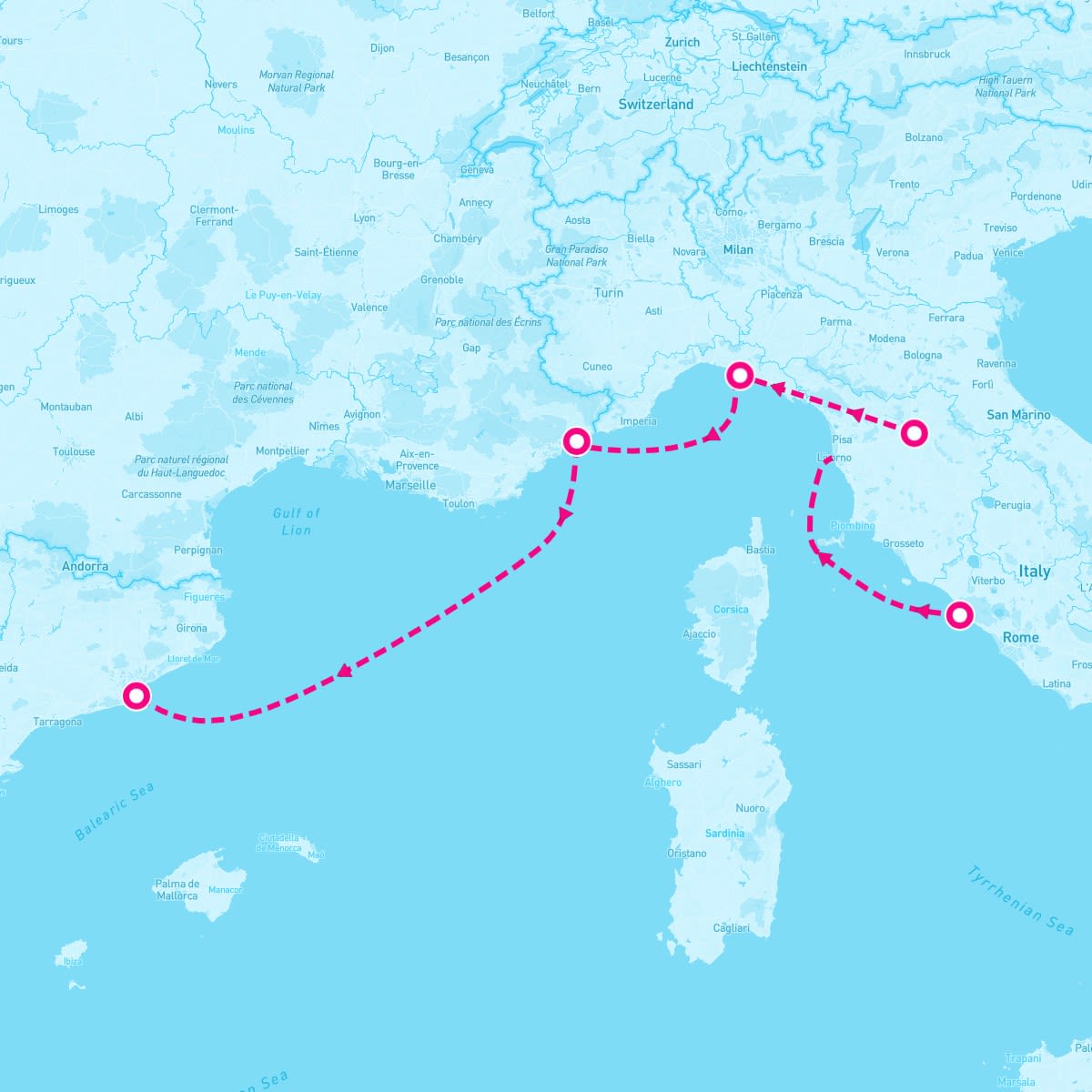 Crystal Serenity itinerary map for May 4, 2025 (6 nights)