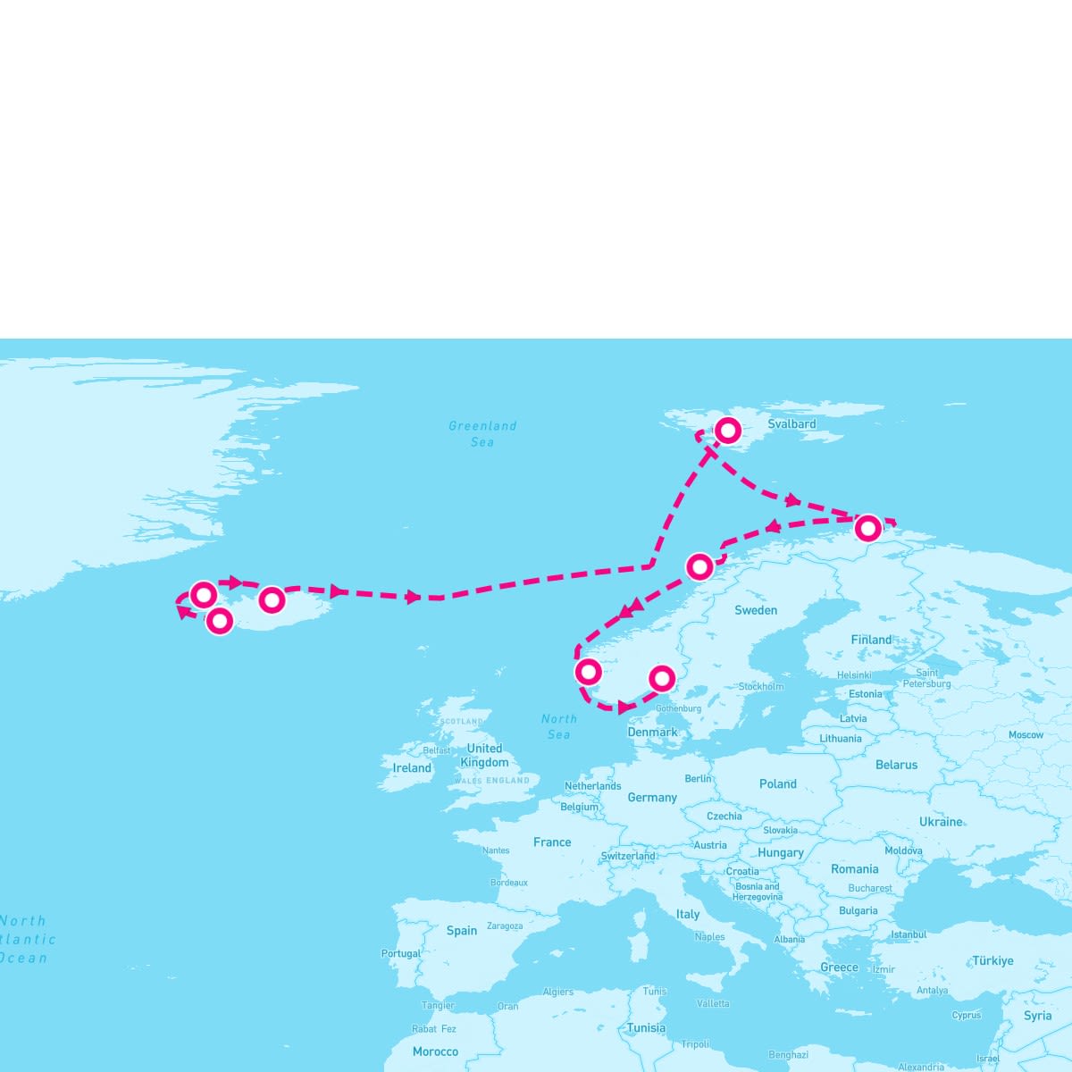 Crystal Serenity itinerary map for August 14, 2025 (14 nights)