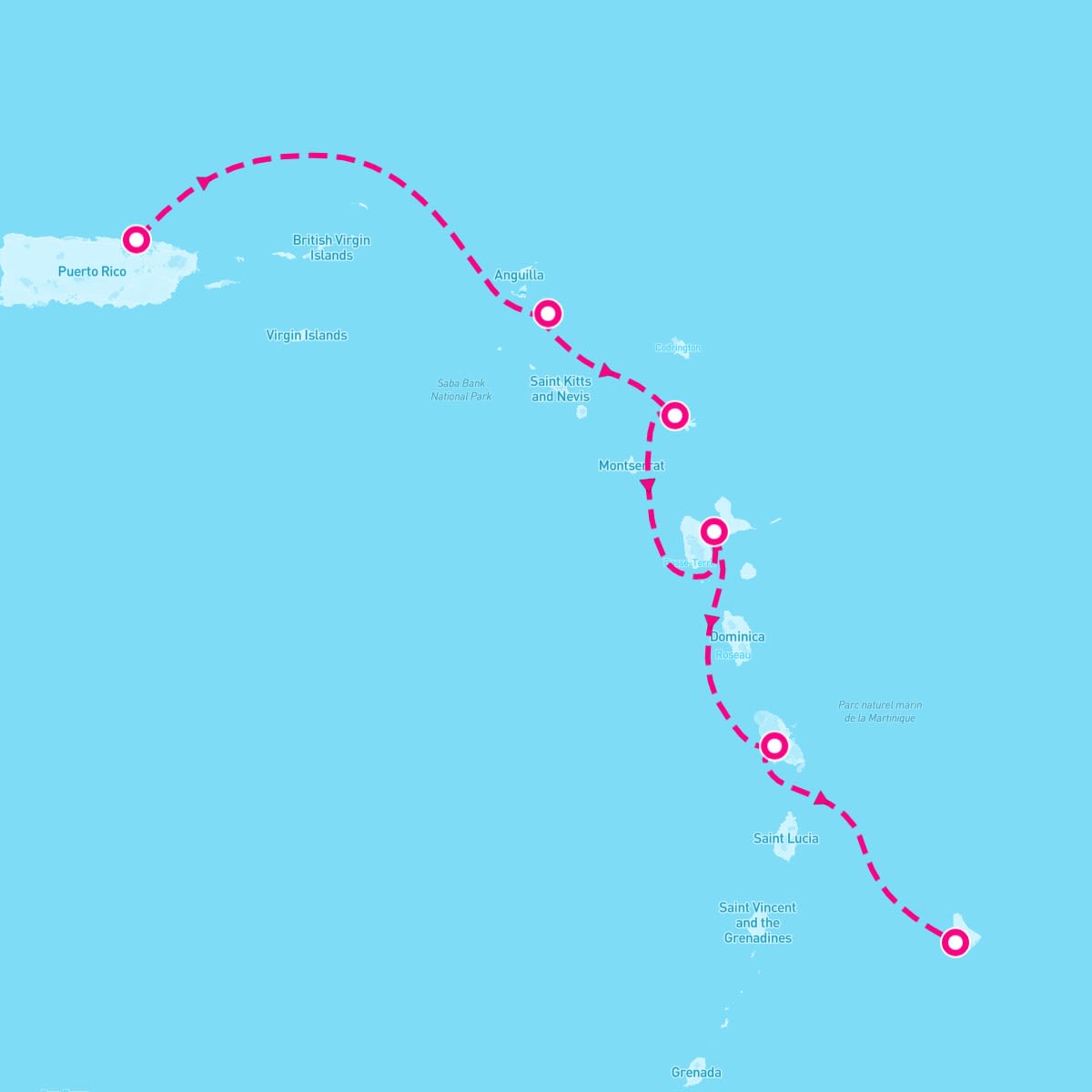 Crystal Serenity itinerary map for November 15, 2025 (5 nights)