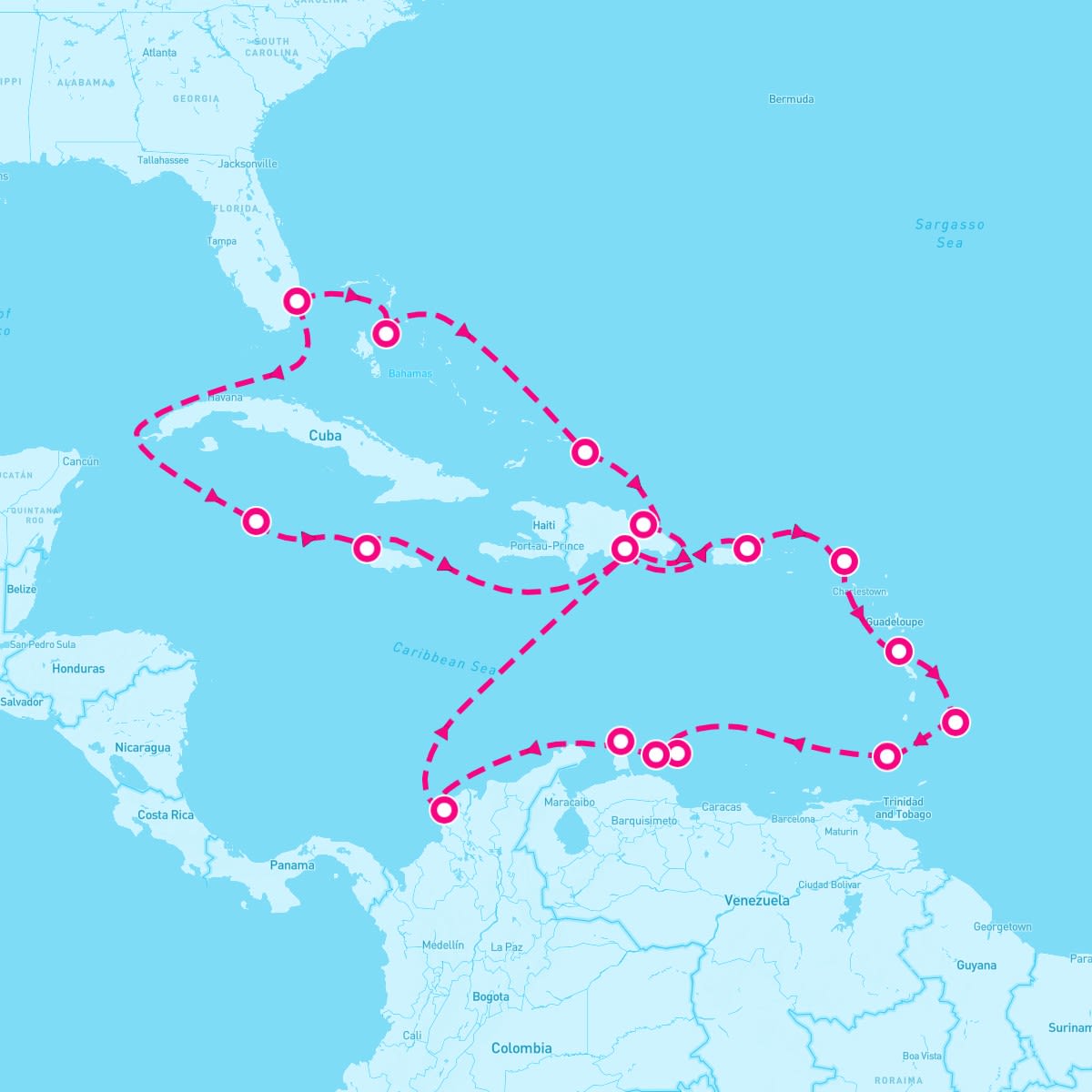 Crystal Serenity itinerary map for November 28, 2025 (24 nights)