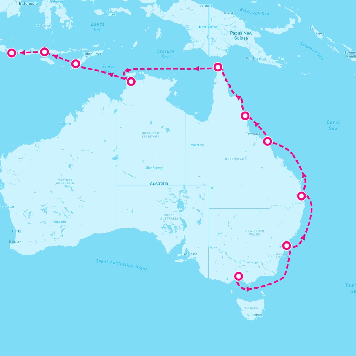 Crystal Serenity itinerary map for February 27, 2026 (19 nights)