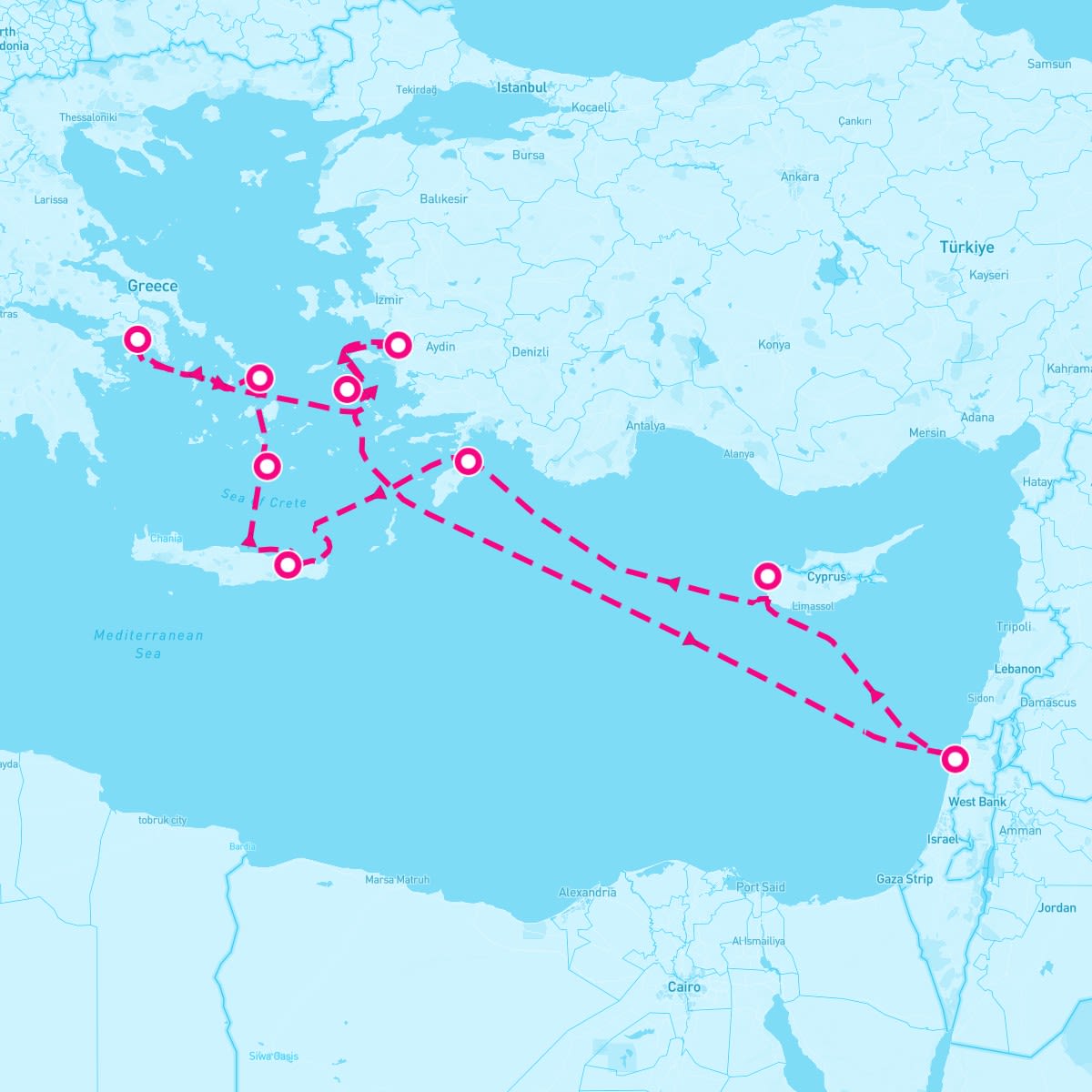 Crystal Symphony itinerary map for April 13, 2024 (12 nights)