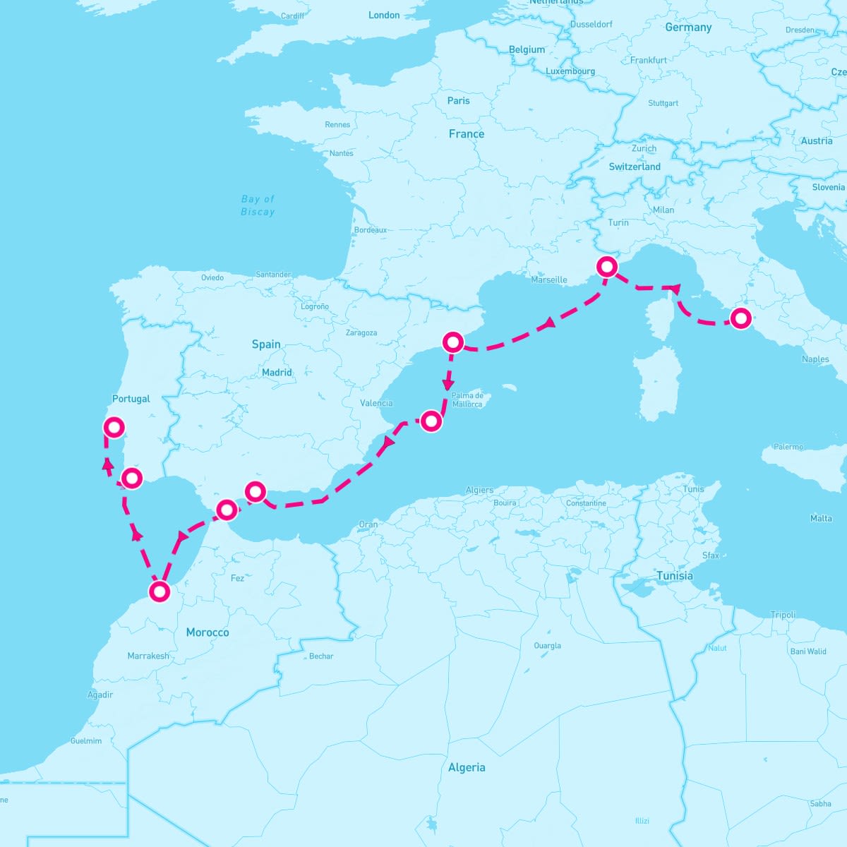 Crystal Symphony itinerary map for May 9, 2024 (11 nights)