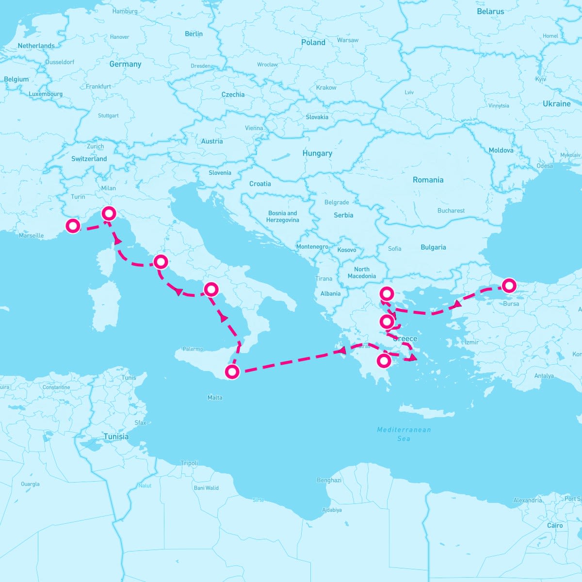 Crystal Symphony itinerary map for June 22, 2024 (12 nights)