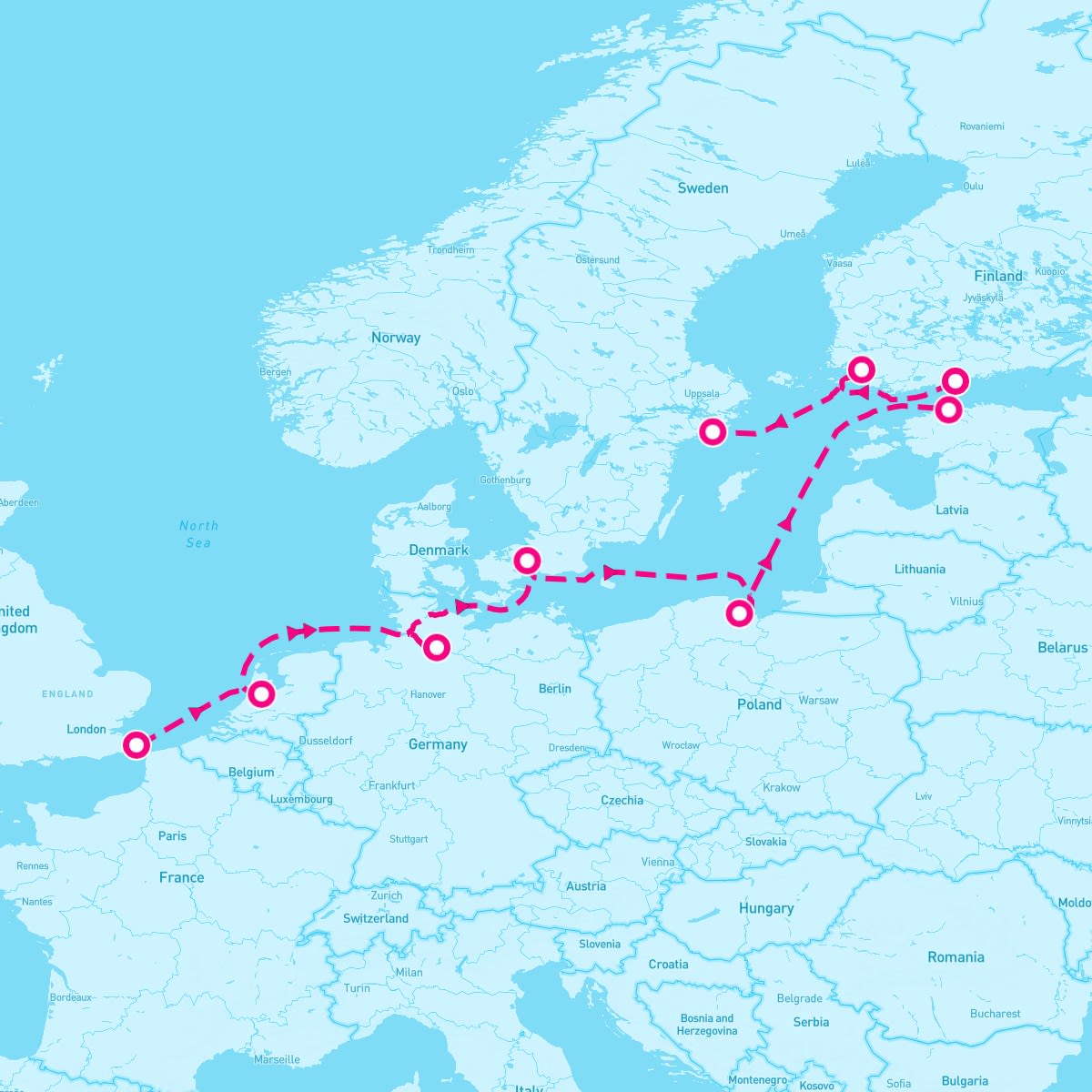 Crystal Symphony itinerary map for July 30, 2024 (12 nights)