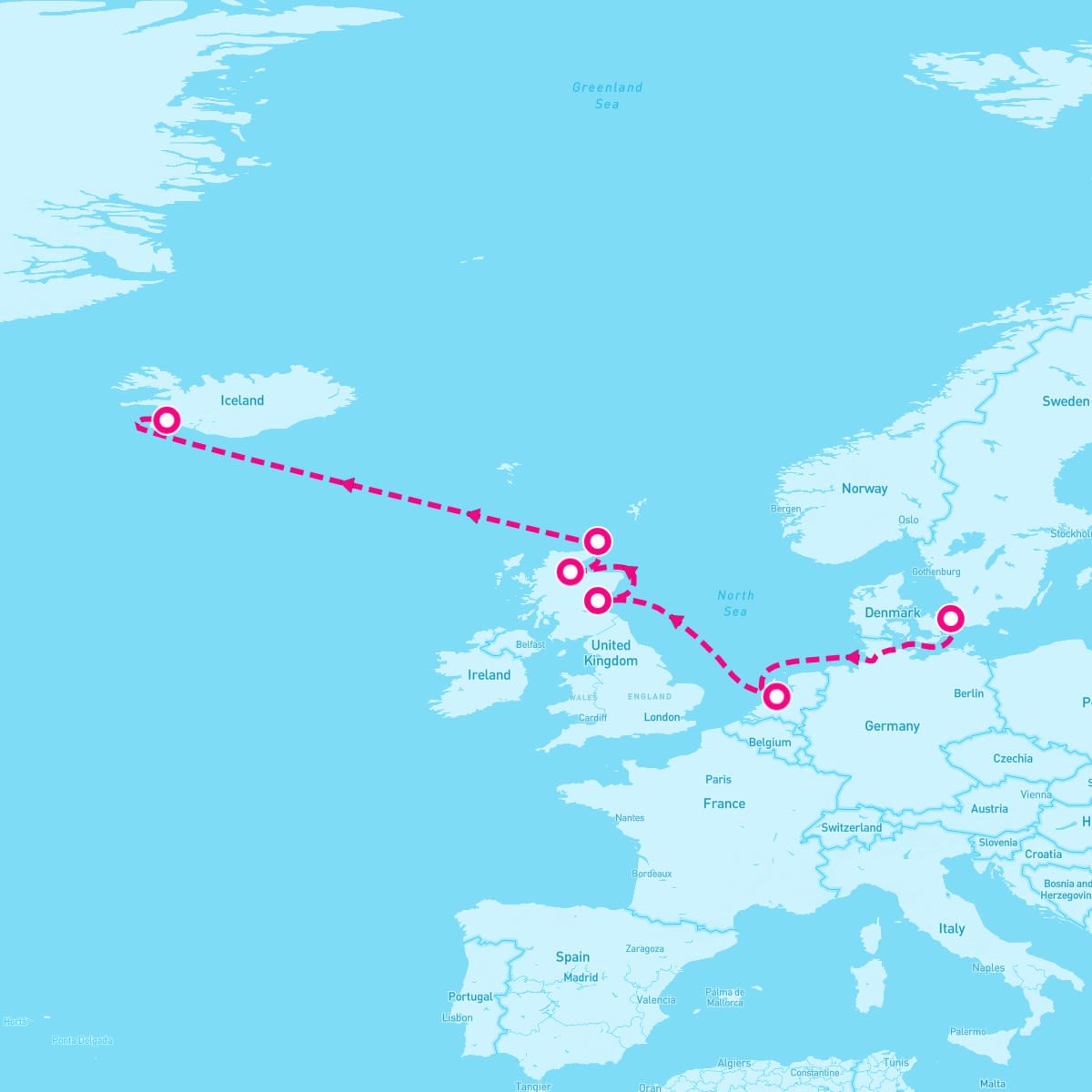 Crystal Symphony itinerary map for August 21, 2024 (11 nights)