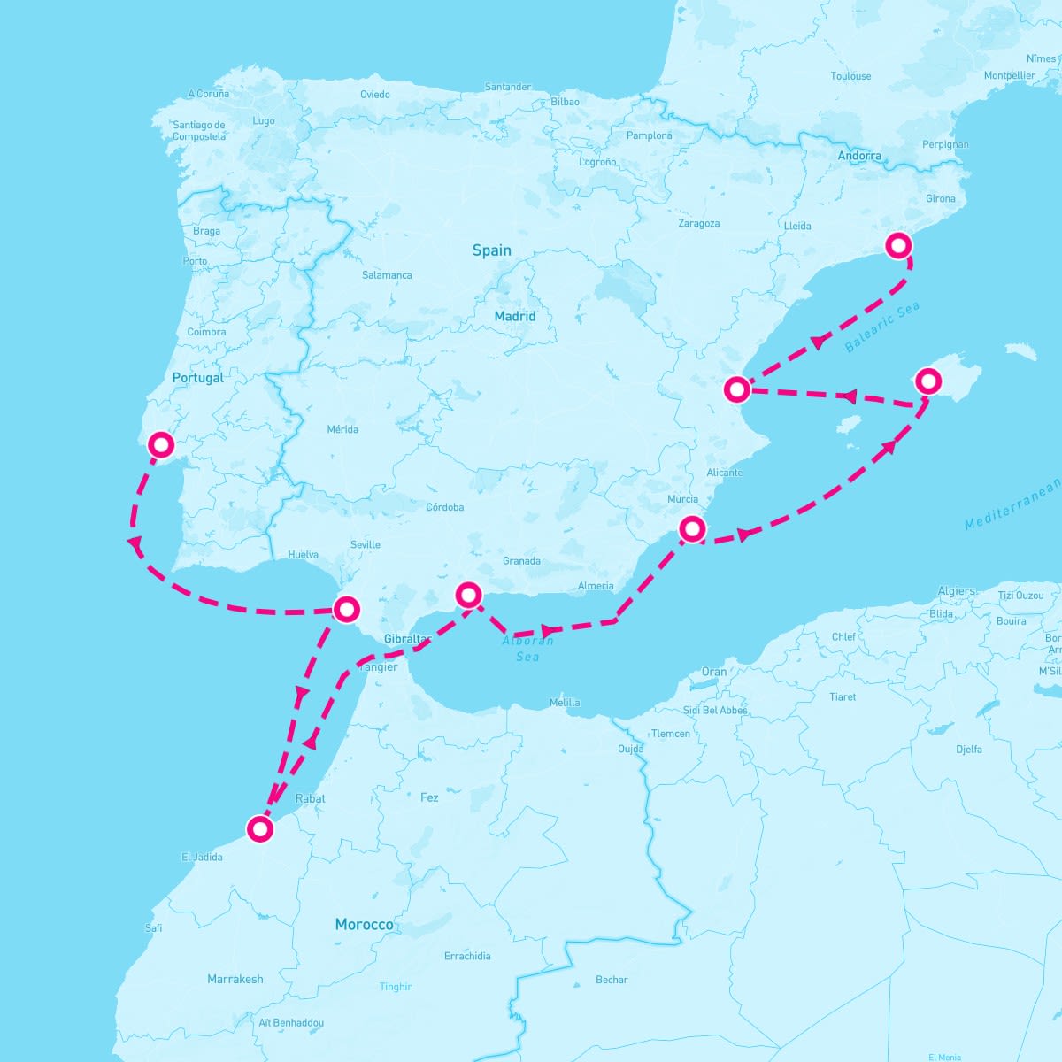 Crystal Symphony itinerary map for October 7, 2024 (7 nights)