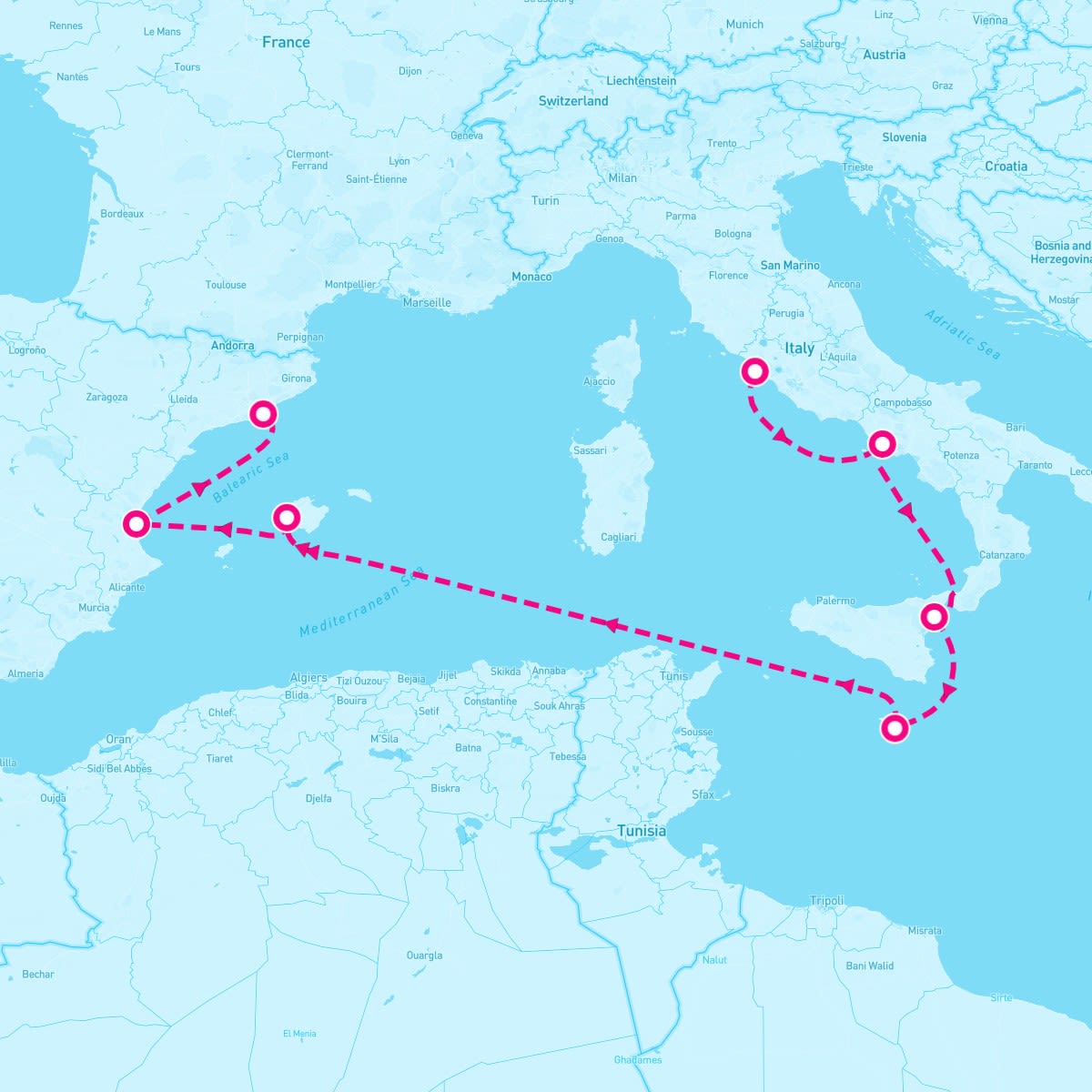 Crystal Symphony itinerary map for October 21, 2024 (7 nights)