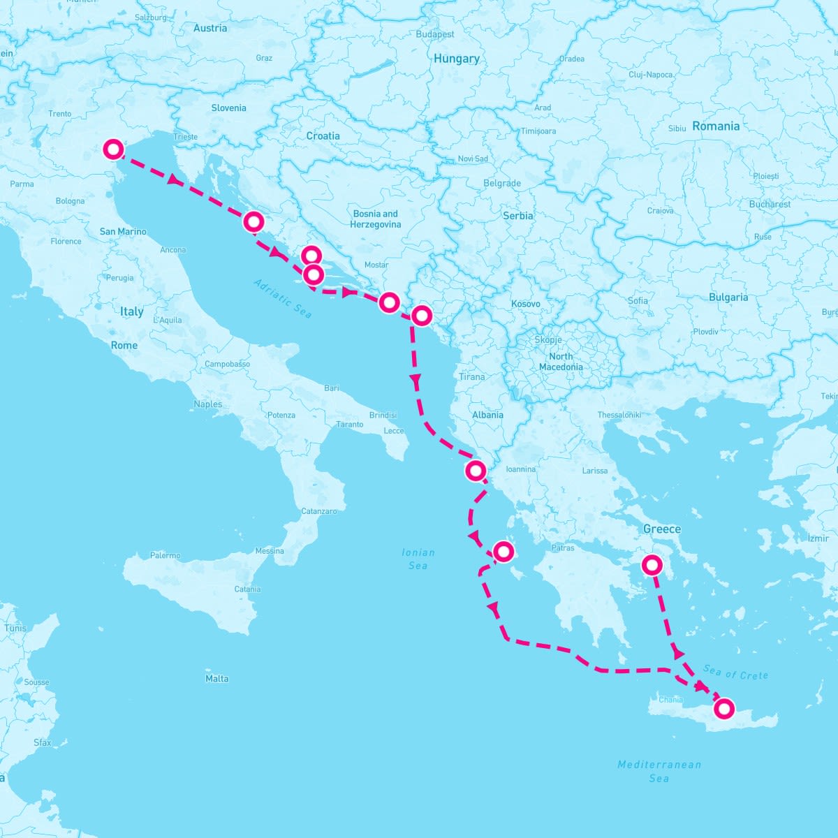 Crystal Symphony itinerary map for November 14, 2024 (10 nights)