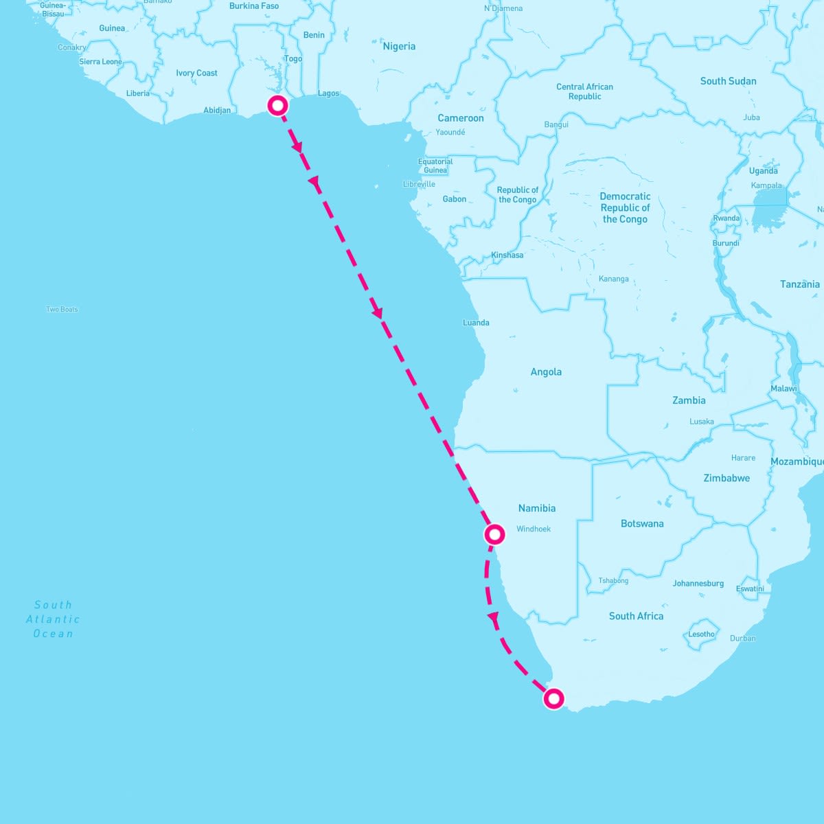 Crystal Symphony itinerary map for December 14, 2024 (9 nights)