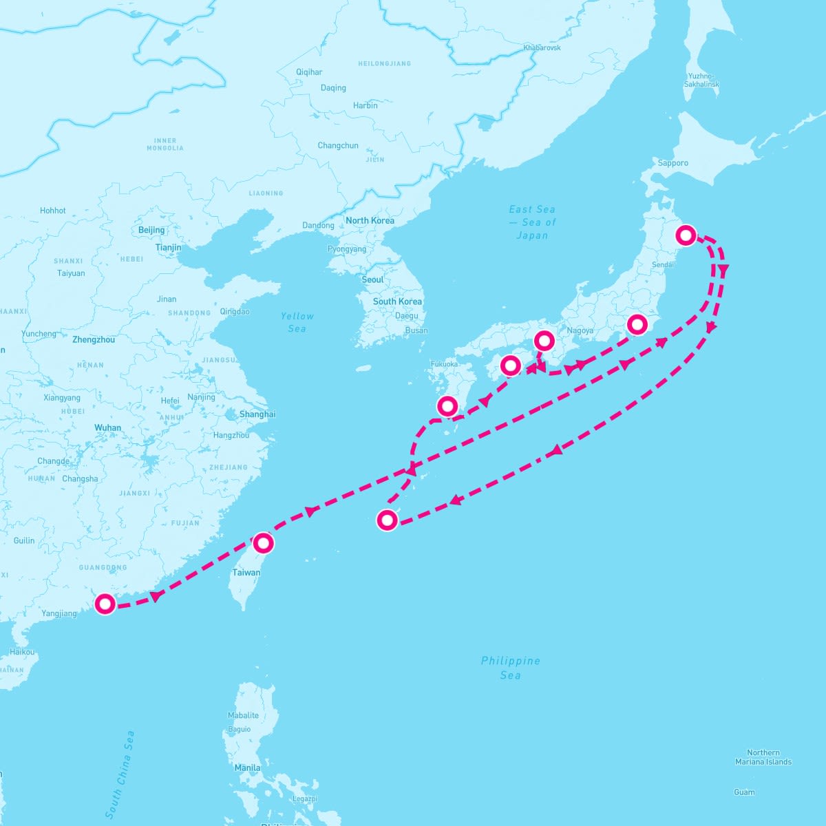 Crystal Symphony itinerary map for February 3, 2025 (11 nights)