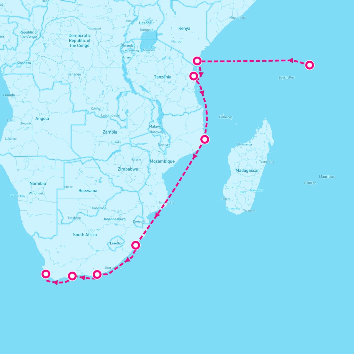 Crystal Symphony itinerary map for March 28, 2025 (15 nights)
