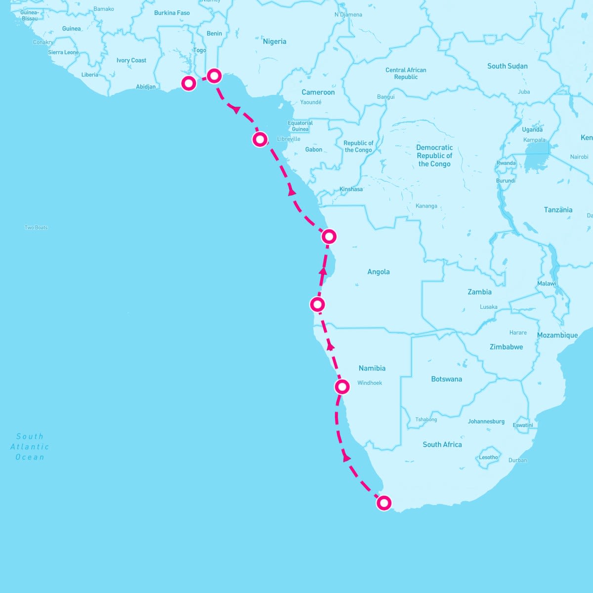 Crystal Symphony itinerary map for April 12, 2025 (14 nights)