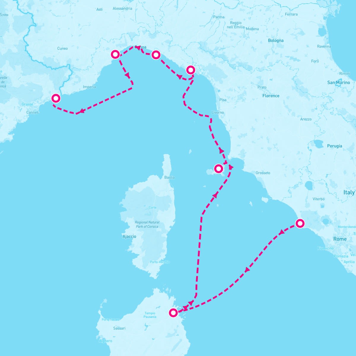 Crystal Symphony itinerary map for September 10, 2025 (7 nights)