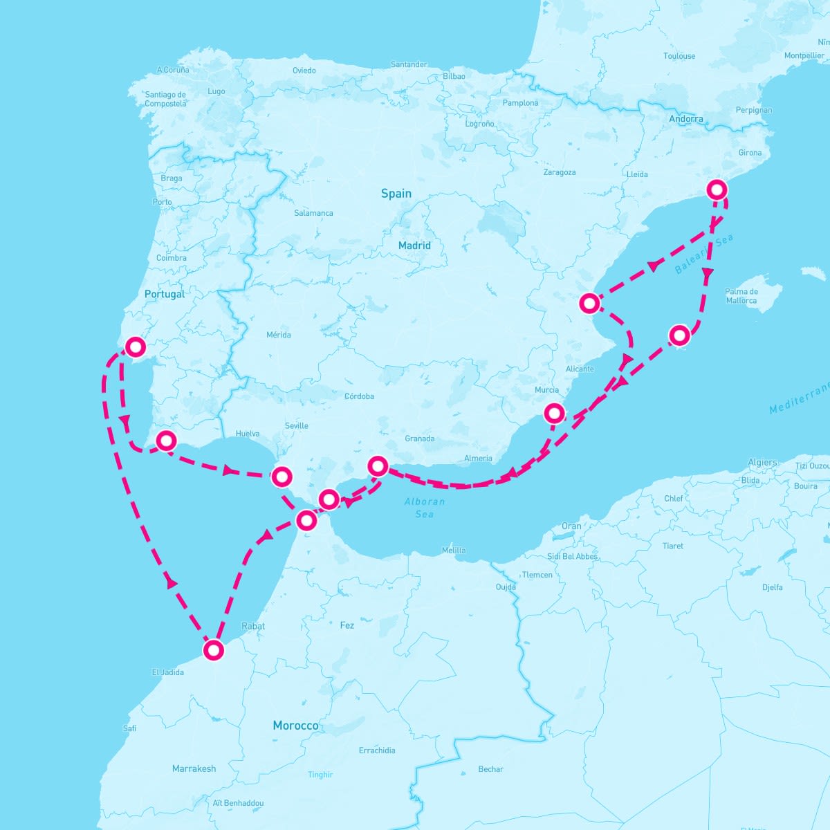Crystal Symphony itinerary map for September 25, 2025 (17 nights)