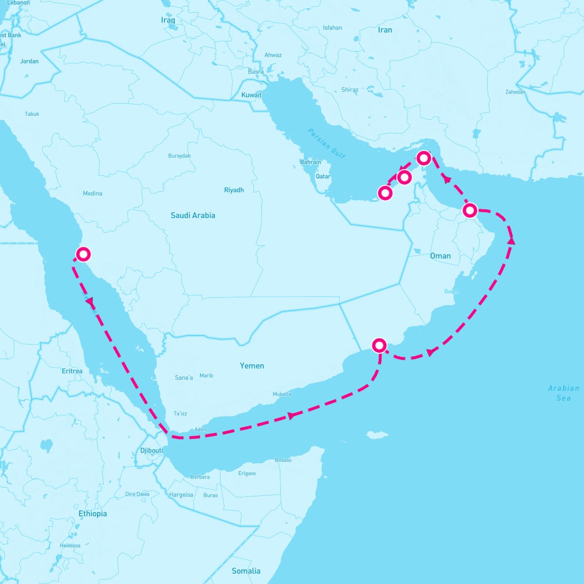 Crystal Symphony itinerary map for December 10, 2025 (11 nights)