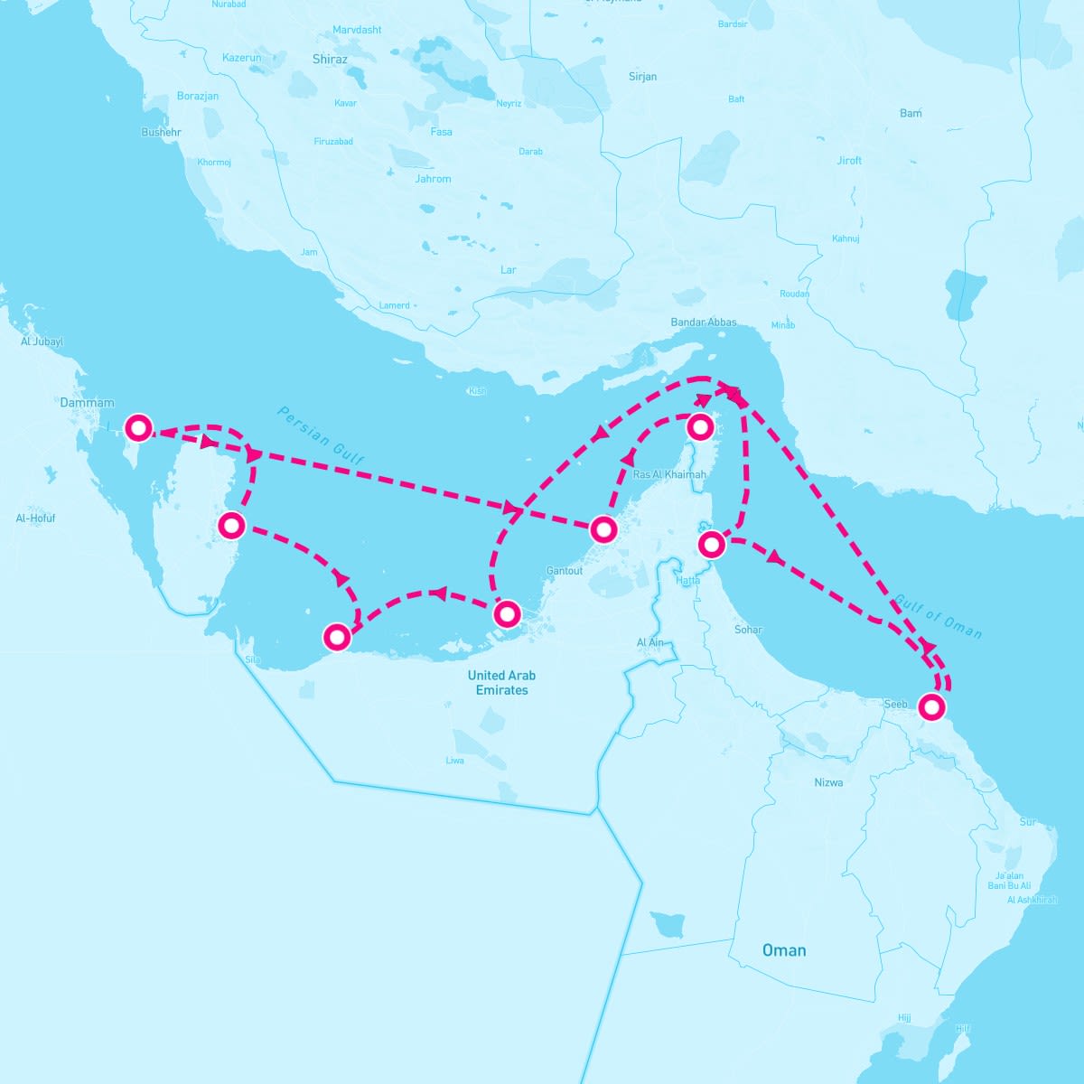 Crystal Symphony itinerary map for January 2, 2026 (11 nights)