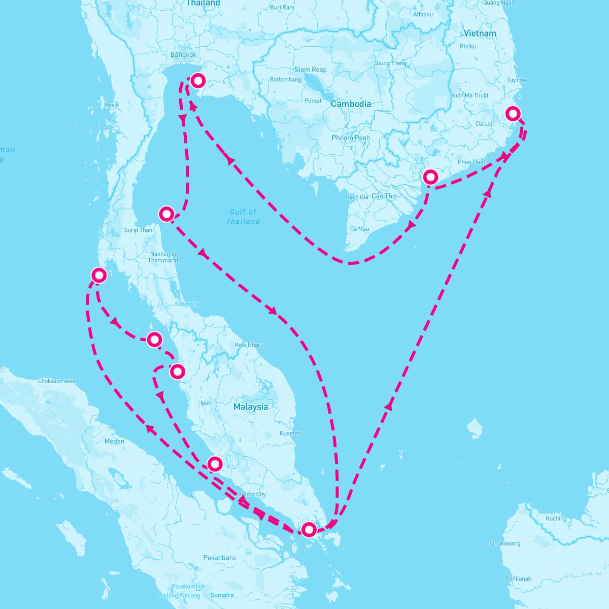 Diamond Princess itinerary map for January 5, 2024 (14 nights)