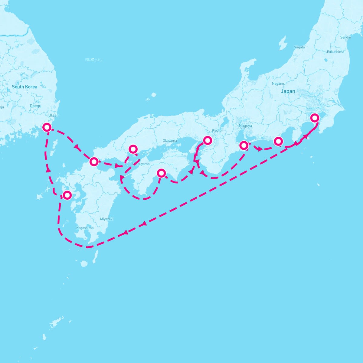 Diamond Princess itinerary map for March 28, 2024 (10 nights)