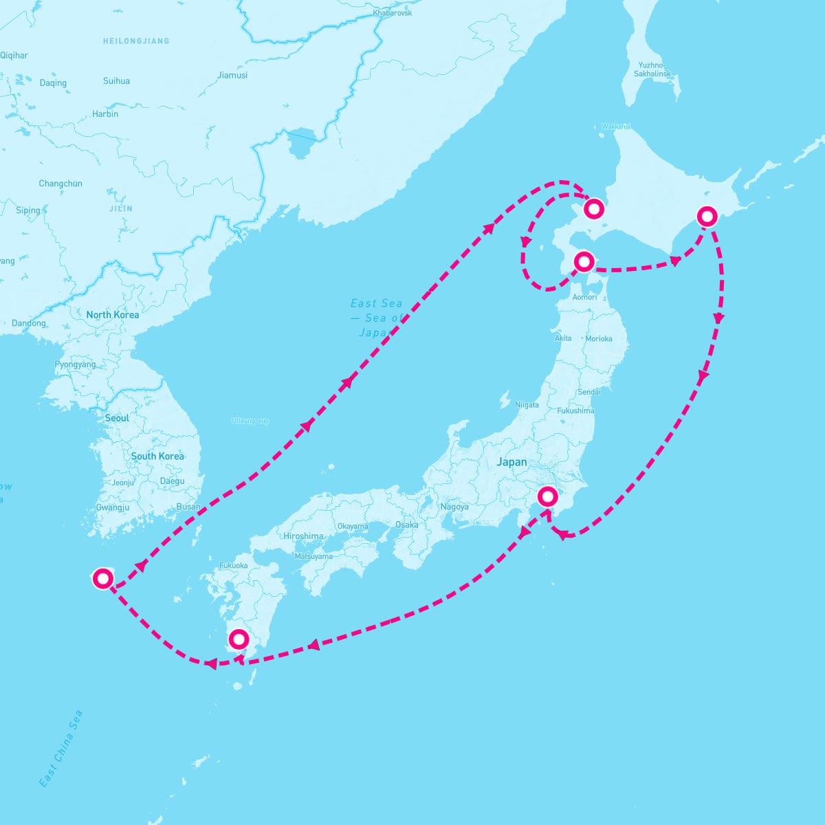Diamond Princess itinerary map for May 6, 2024 (10 nights)