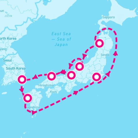 9 Night Circle Japan (Yokohama Roundtrip)