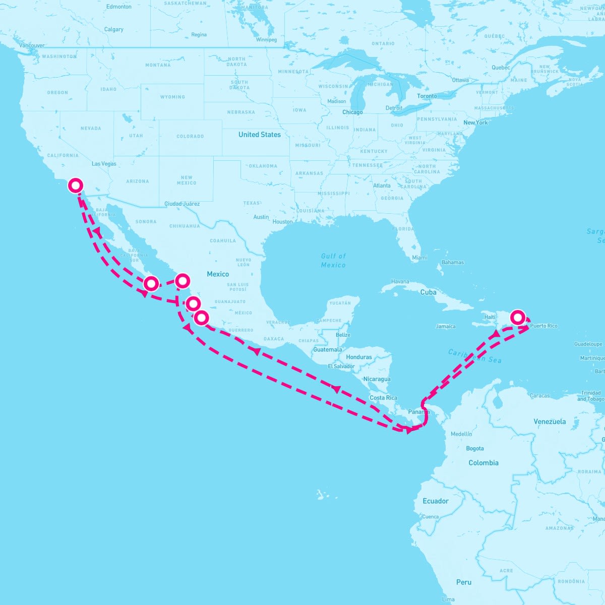 Discovery Princess itinerary map for April 3, 2024 (10 nights)