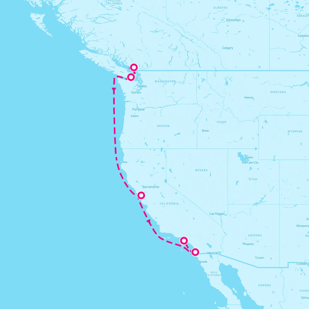 Discovery Princess itinerary map for September 28, 2024 (7 nights)
