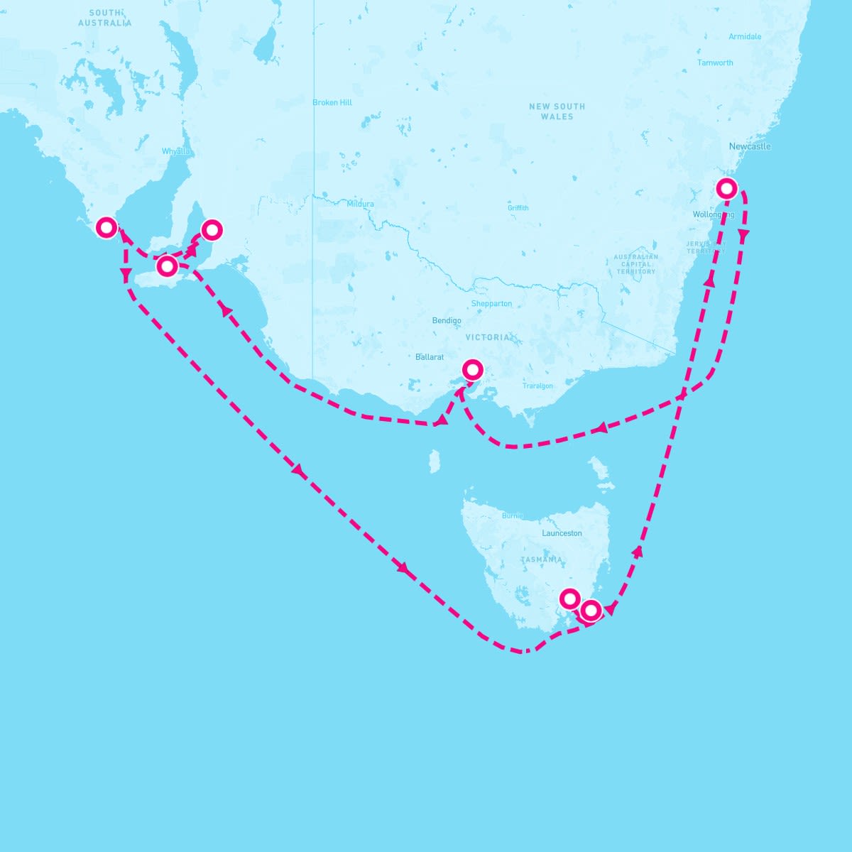Discovery Princess itinerary map for February 28, 2026 (12 nights)