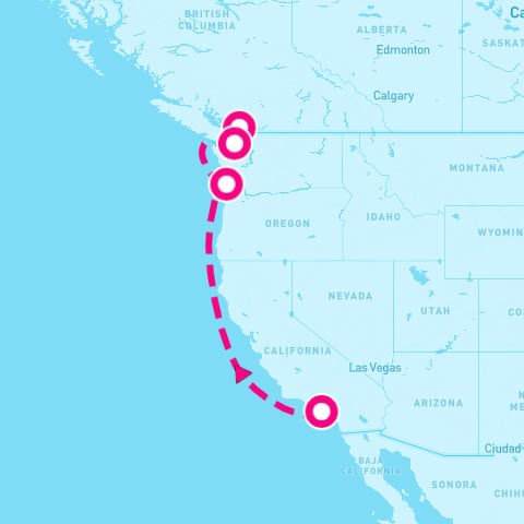 5 Night Pacific Coastal (Los Angeles To Vancouver)