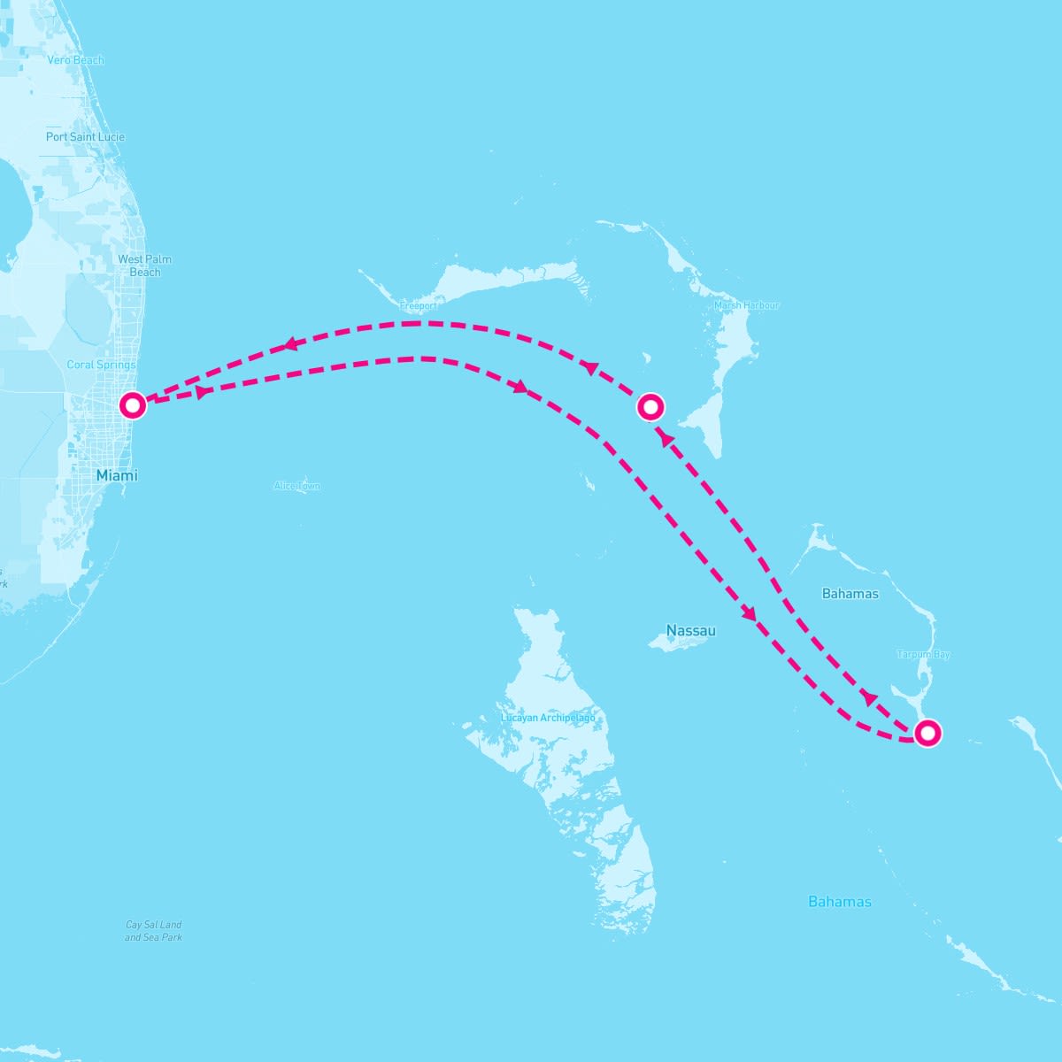 Disney Destiny itinerary map for December 16, 2025
