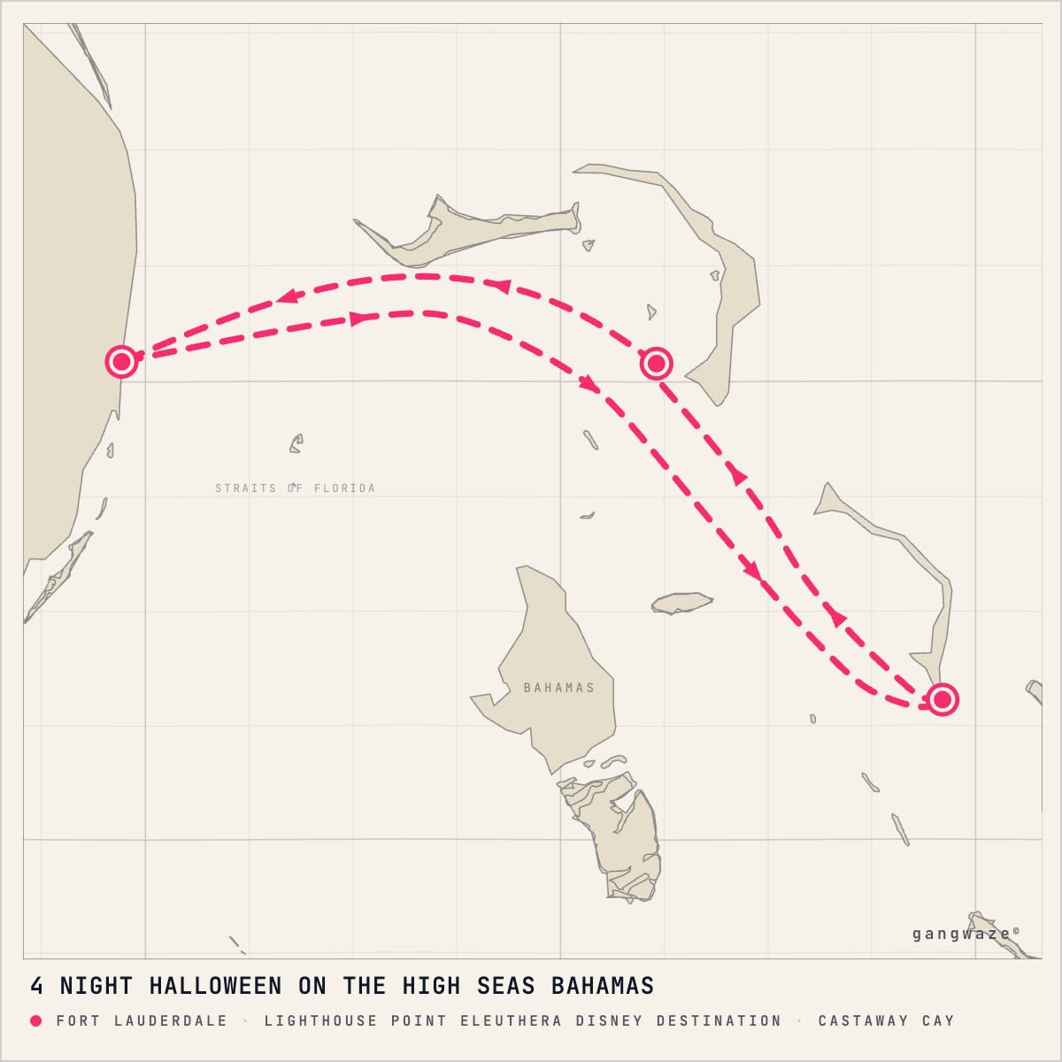 Disney Destiny itinerary map for September 13, 2027 (4 nights)