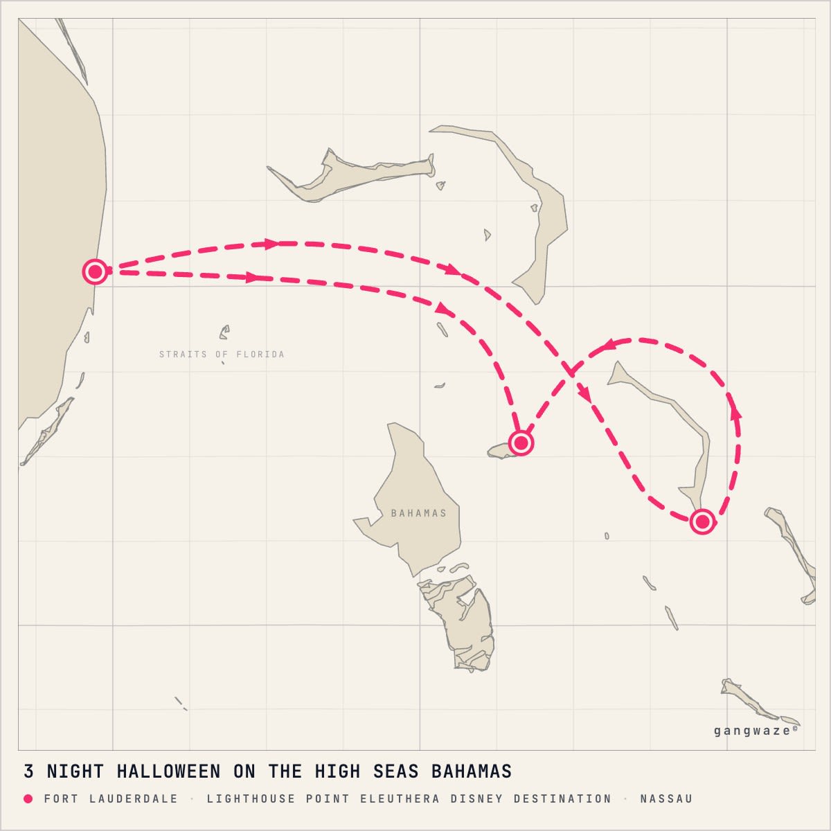 Disney Destiny itinerary map for September 17, 2027 (3 nights)