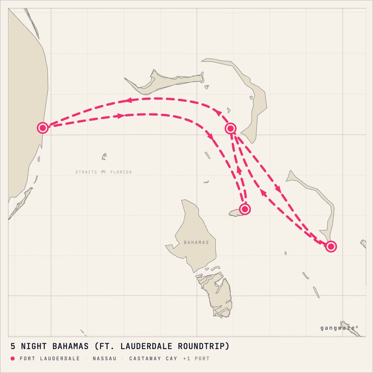 Disney Destiny itinerary map for November 1, 2027 (5 nights)
