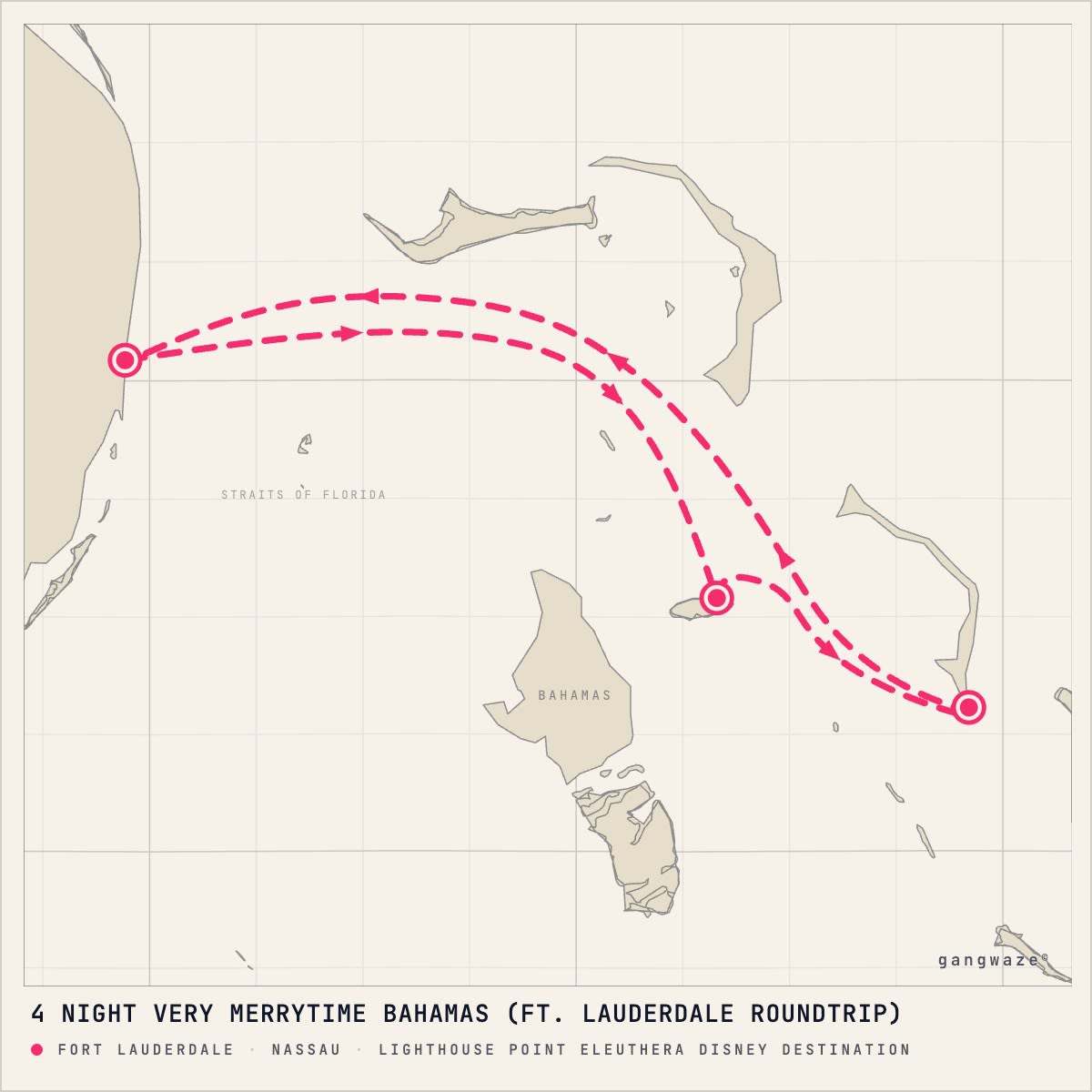 Disney Destiny itinerary map for November 11, 2027 (4 nights)