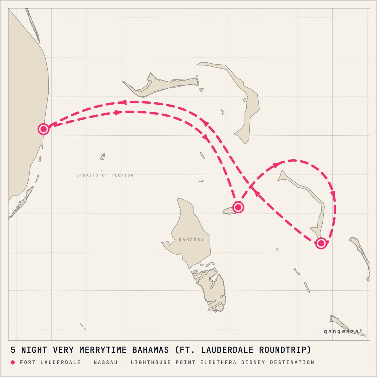 Disney Destiny itinerary map for November 24, 2027 (5 nights)