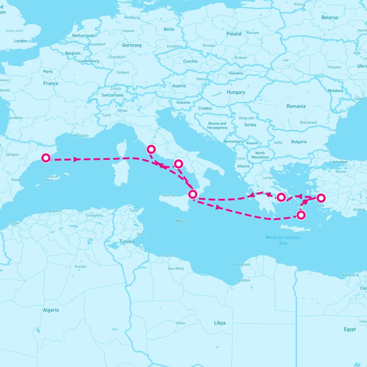 Disney Dream itinerary map for June 1, 2024 (9 nights)
