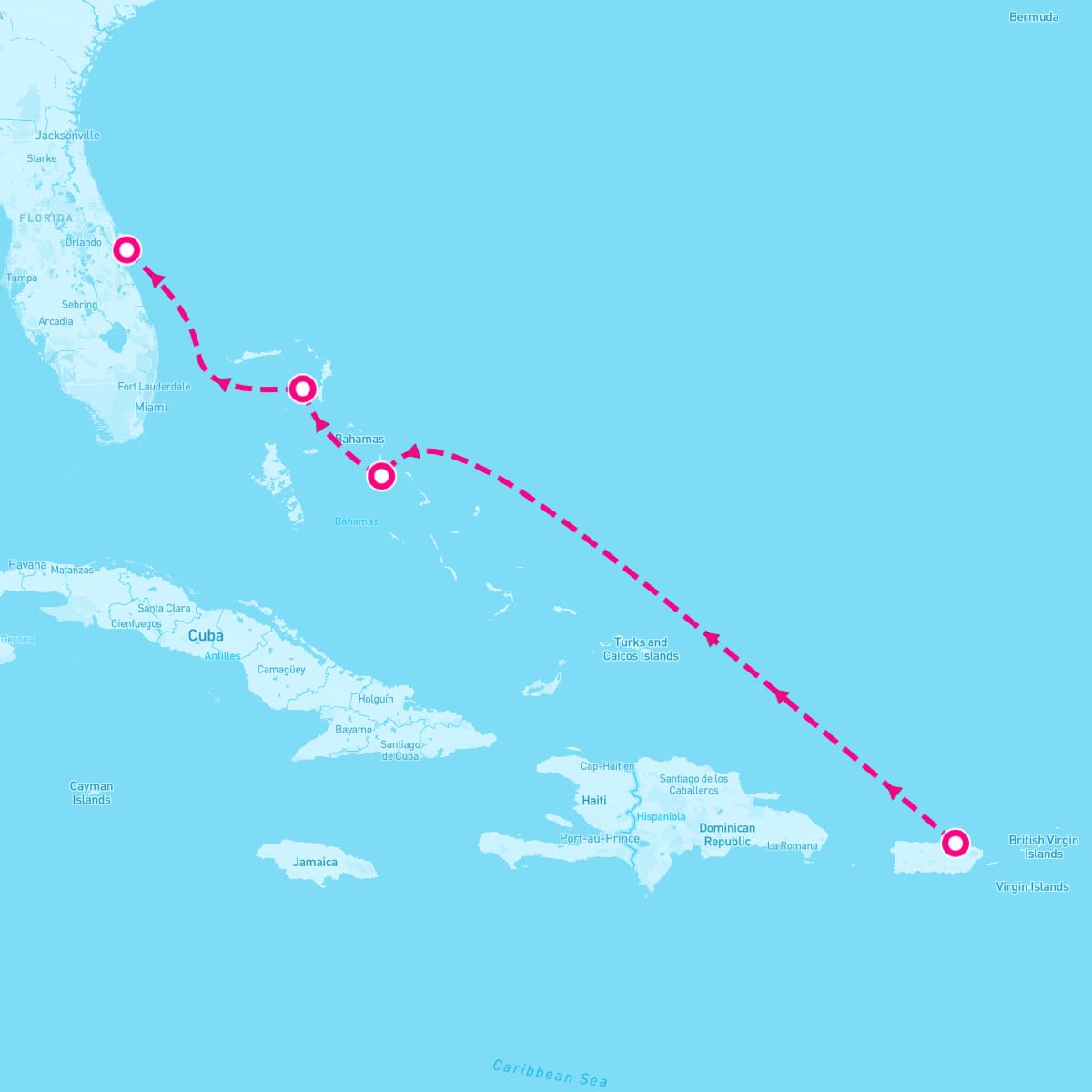 Disney Dream itinerary map for April 23, 2027