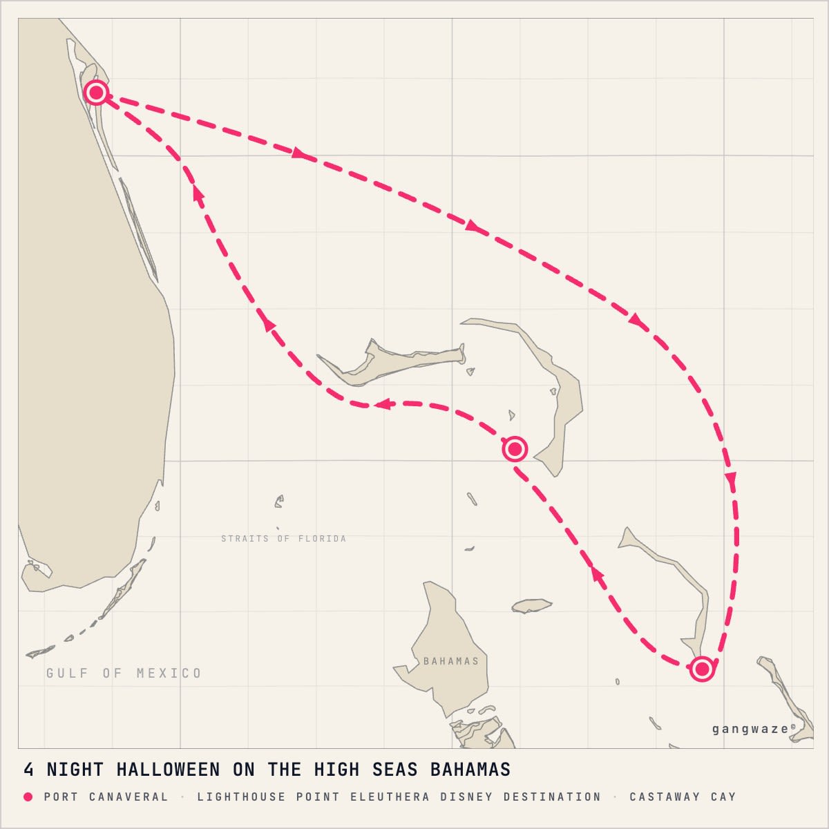 Disney Dream itinerary map for September 27, 2027 (4 nights)
