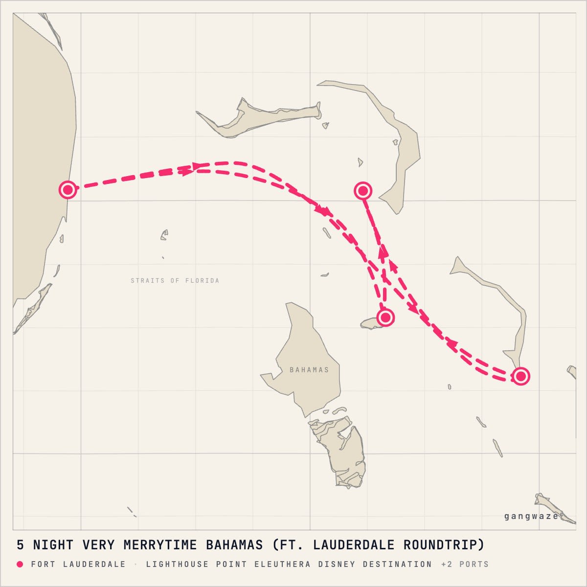 Disney Dream itinerary map for November 28, 2027 (5 nights)